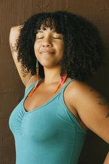 Organic Cotton Sleeveless Bodysuit: Alternative swimwear, Cross Back Straps, Thick Material