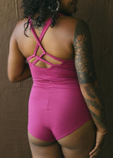 Organic Bodysuit - thick organic cotton material - cross back straps sleeveless bodysuit - alternative swimwear
