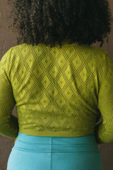 Diamonte Sweater Wrap - organic cotton wrap sweater with diamond lace knit - tie sweater