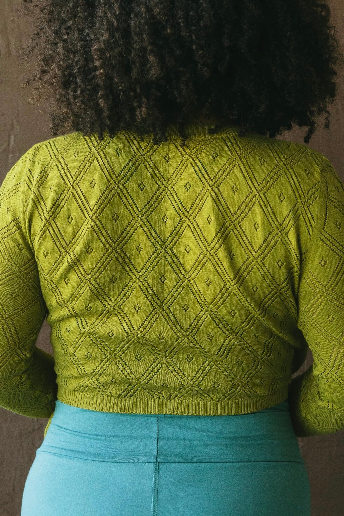 Diamonte Sweater Wrap - organic cotton wrap sweater with diamond lace knit - tie sweater