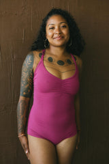 Organic Bodysuit - thick organic cotton material - cross back straps sleeveless bodysuit - alternative swimwear