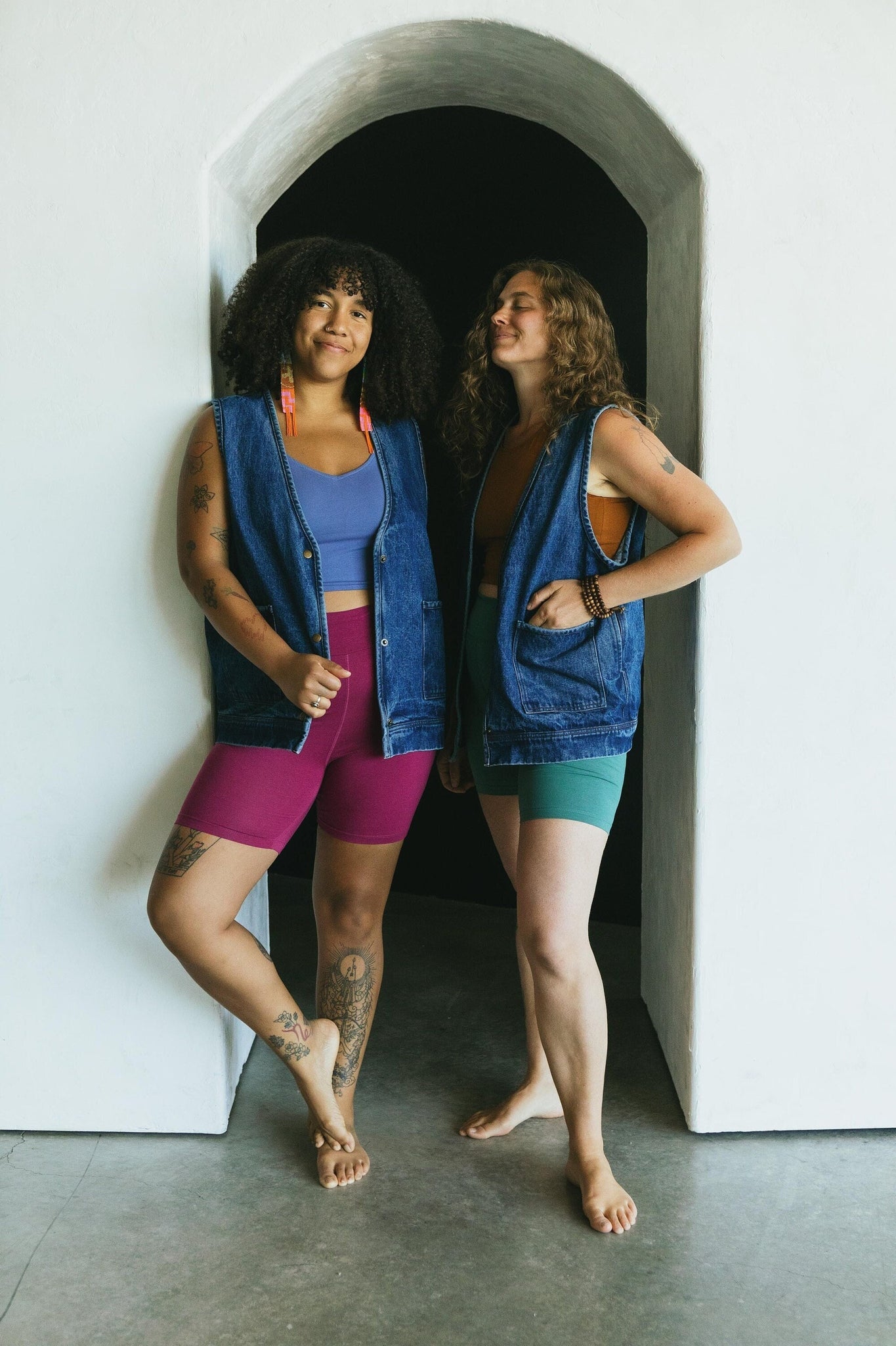 Denim Vest - Stonewashed organic cotton denim oversized vest with four pockets - indigo dyed true denim vest