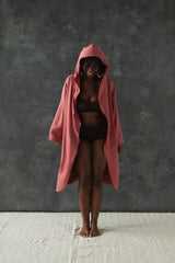 Organic Cotton Cozy Robe with pockets - Hooded Robe made from 100% Organic cotton fleece