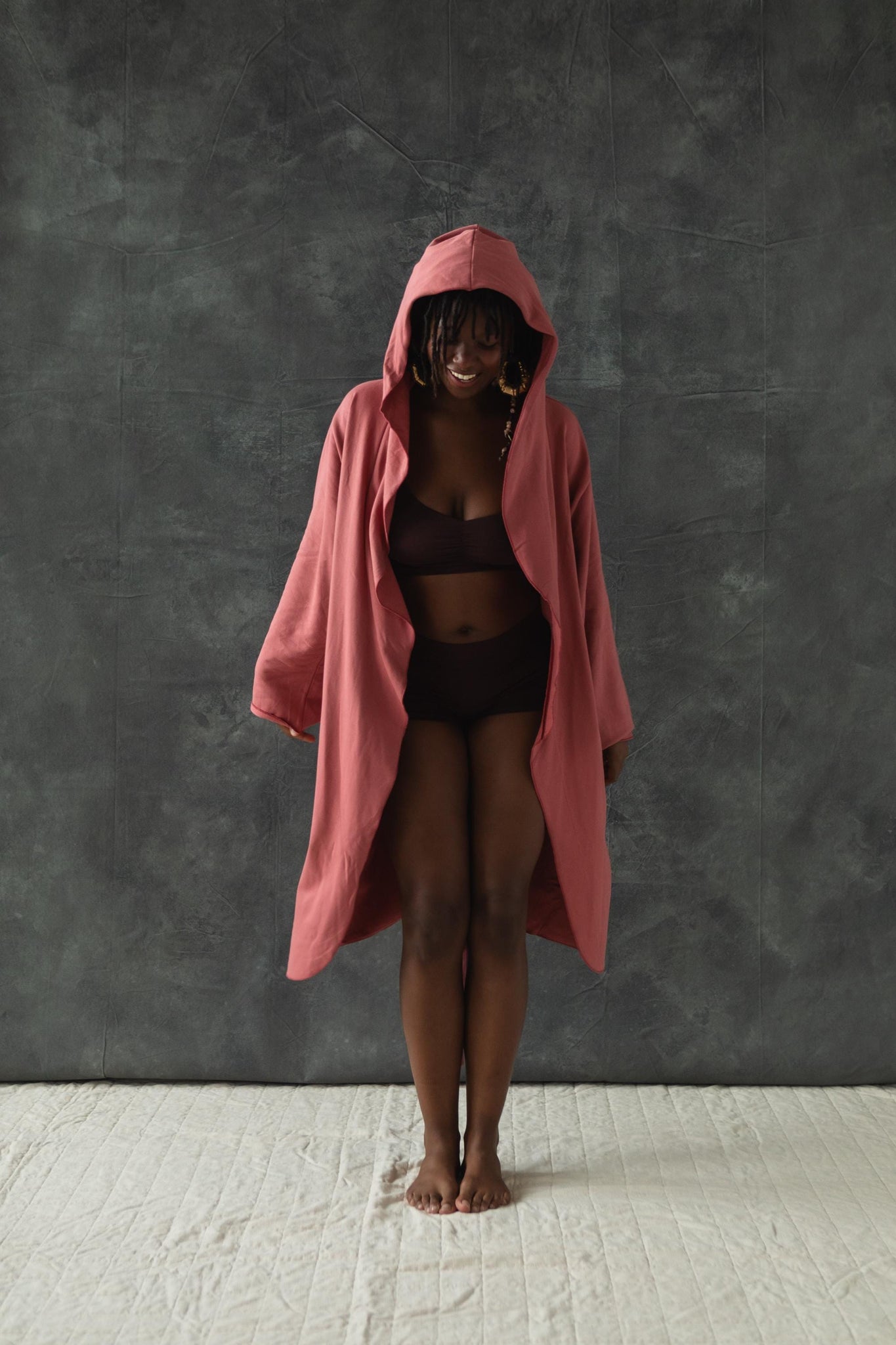Organic Cotton Cozy Robe with pockets - Hooded Robe made from 100% Organic cotton fleece