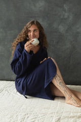 Organic Cotton Cozy Robe with pockets - Hooded Robe made from 100% Organic cotton fleece