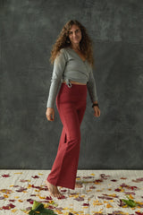 Organic cotton wide leg pants - high waist pants - Gaucho full length pants