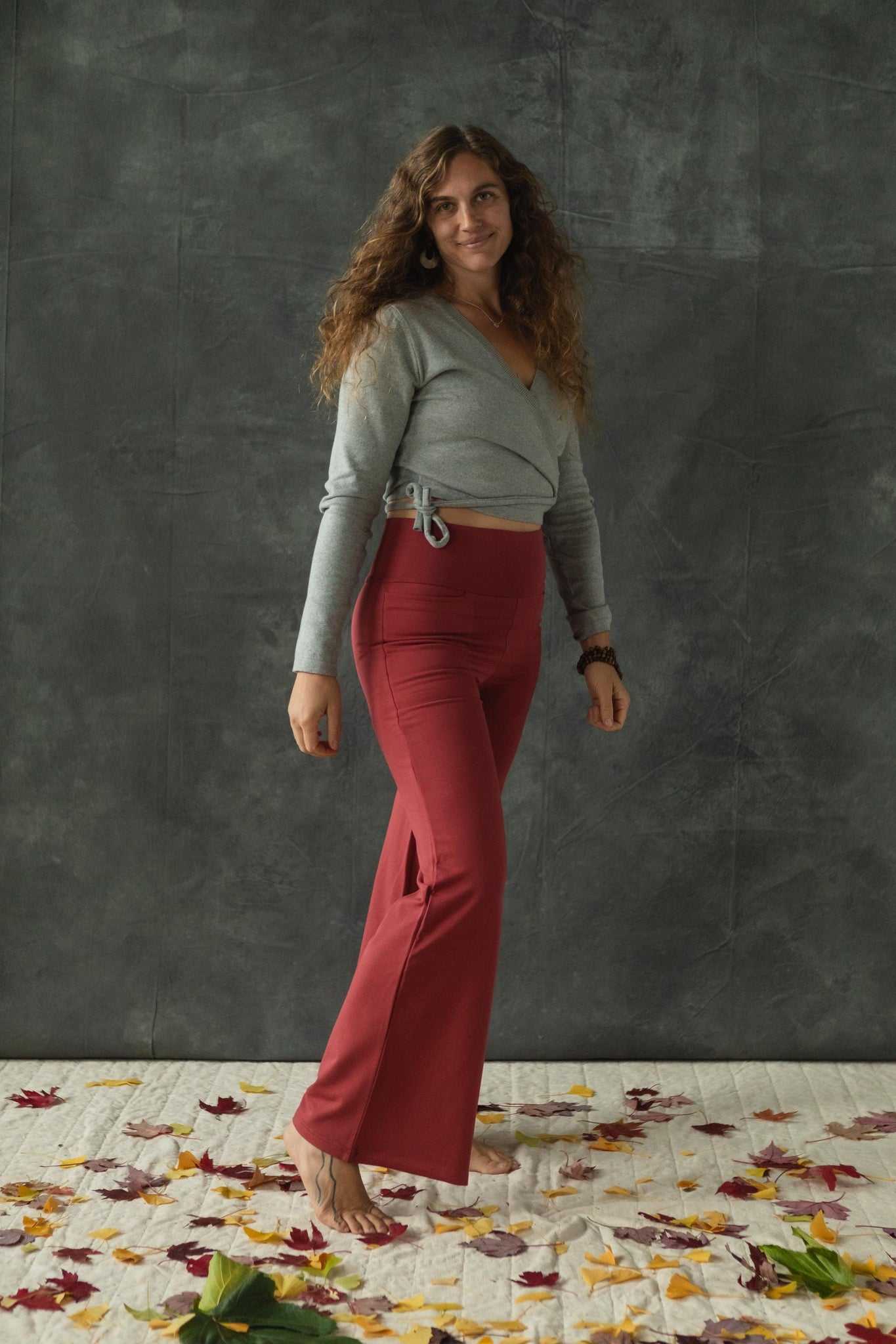 Organic cotton wide leg pants - high waist pants - Gaucho full length pants