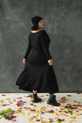 Isabella Dress - Full sleeve organic cotton maxi dress - scoop neck maxi dress