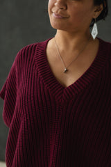 Viva Vest - Organic cotton oversized sweater vest - thick cotton v neck sweater with short sleeves