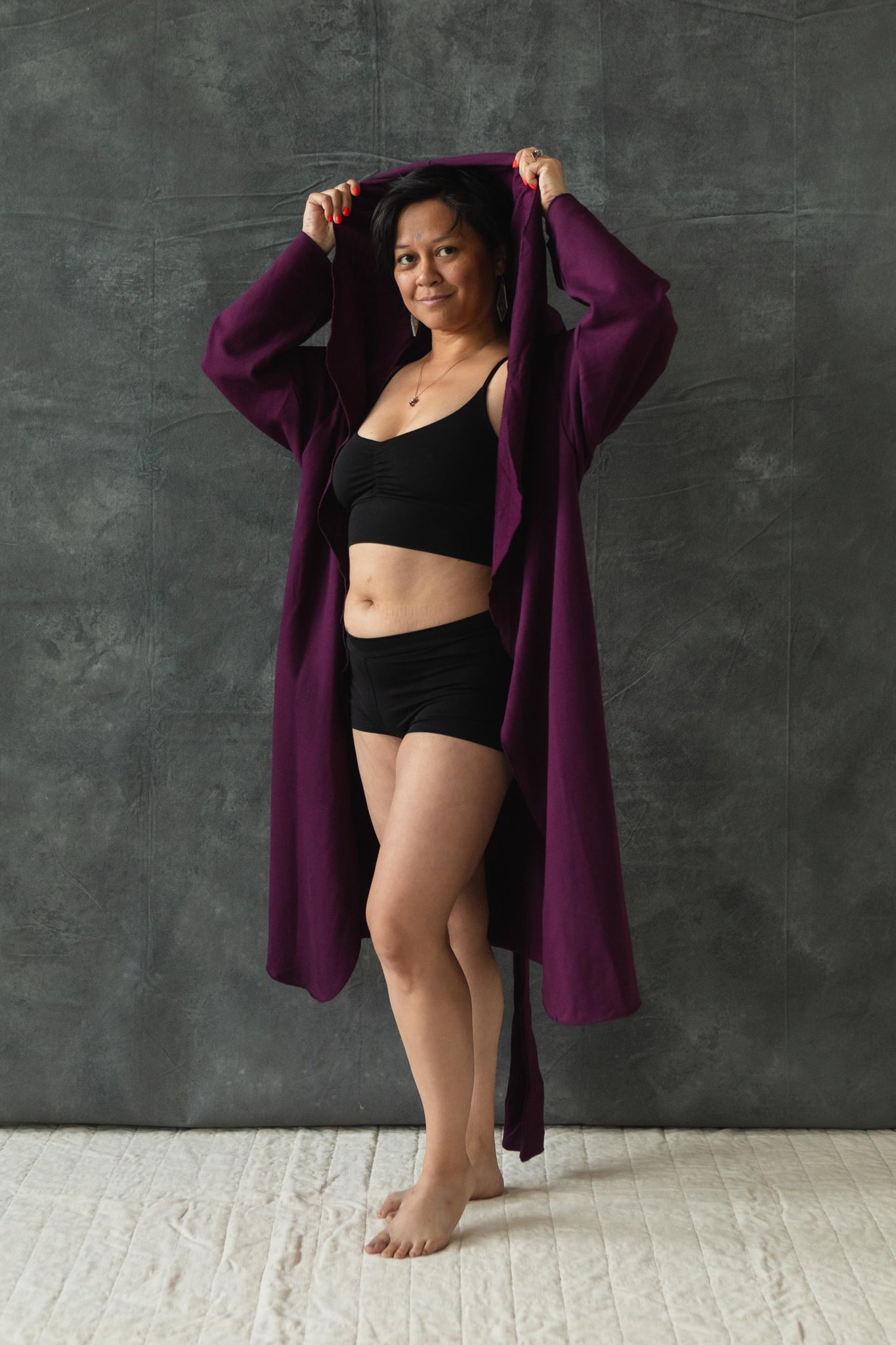 Organic Cotton Cozy Robe with pockets - Hooded Robe made from 100% Organic cotton fleece