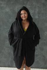 Organic Cotton Cozy Robe with pockets - Hooded Robe made from 100% Organic cotton fleece