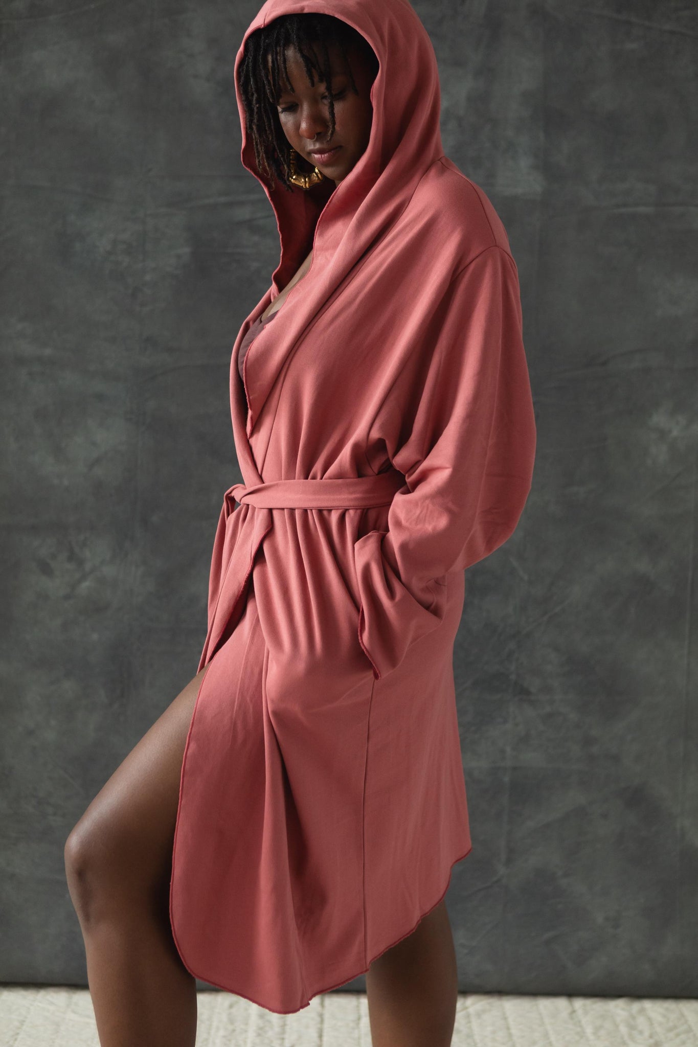 Organic Cotton Cozy Robe with pockets - Hooded Robe made from 100% Organic cotton fleece