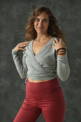 Colibrí Wrap Sweater - organic cotton wrap lightweight wrap around sweater - tie around full sleeve v neck sweater