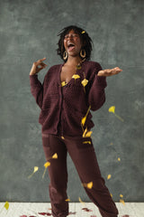 Basketweave Button Down Sweater - one hundred percent organic cotton thick cardigan - pockets