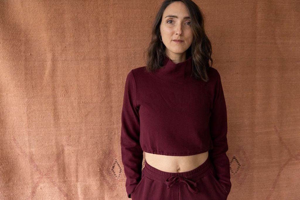 Acacia Crop Top - High Neck Crop Top Made from 100% Organic Cotton Knit Corduroy