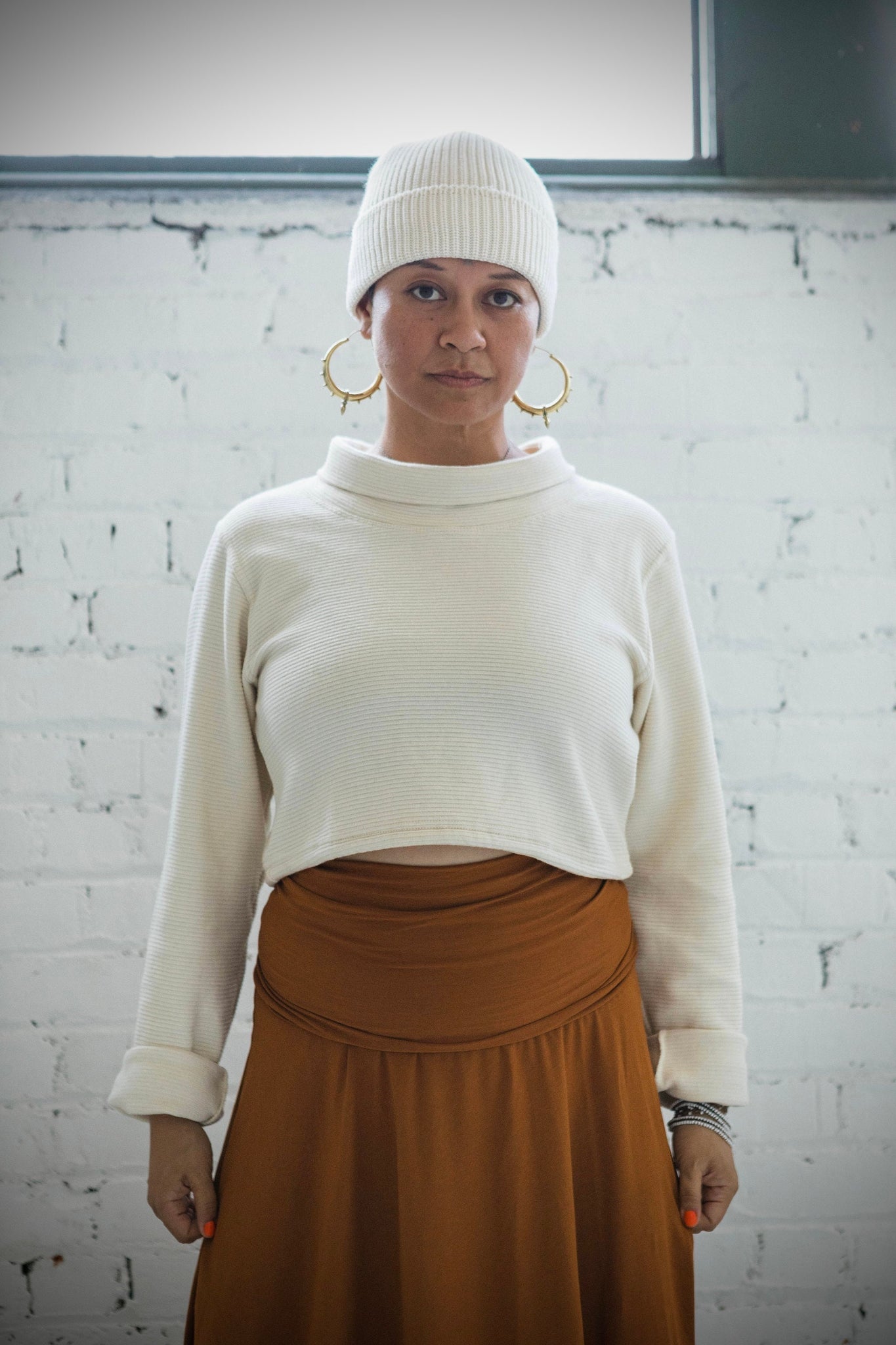 Acacia Crop Top - High Neck Crop Top Made from 100% Organic Cotton Knit Corduroy
