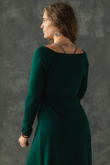 Isabella Dress - Full sleeve organic cotton maxi dress - scoop neck maxi dress