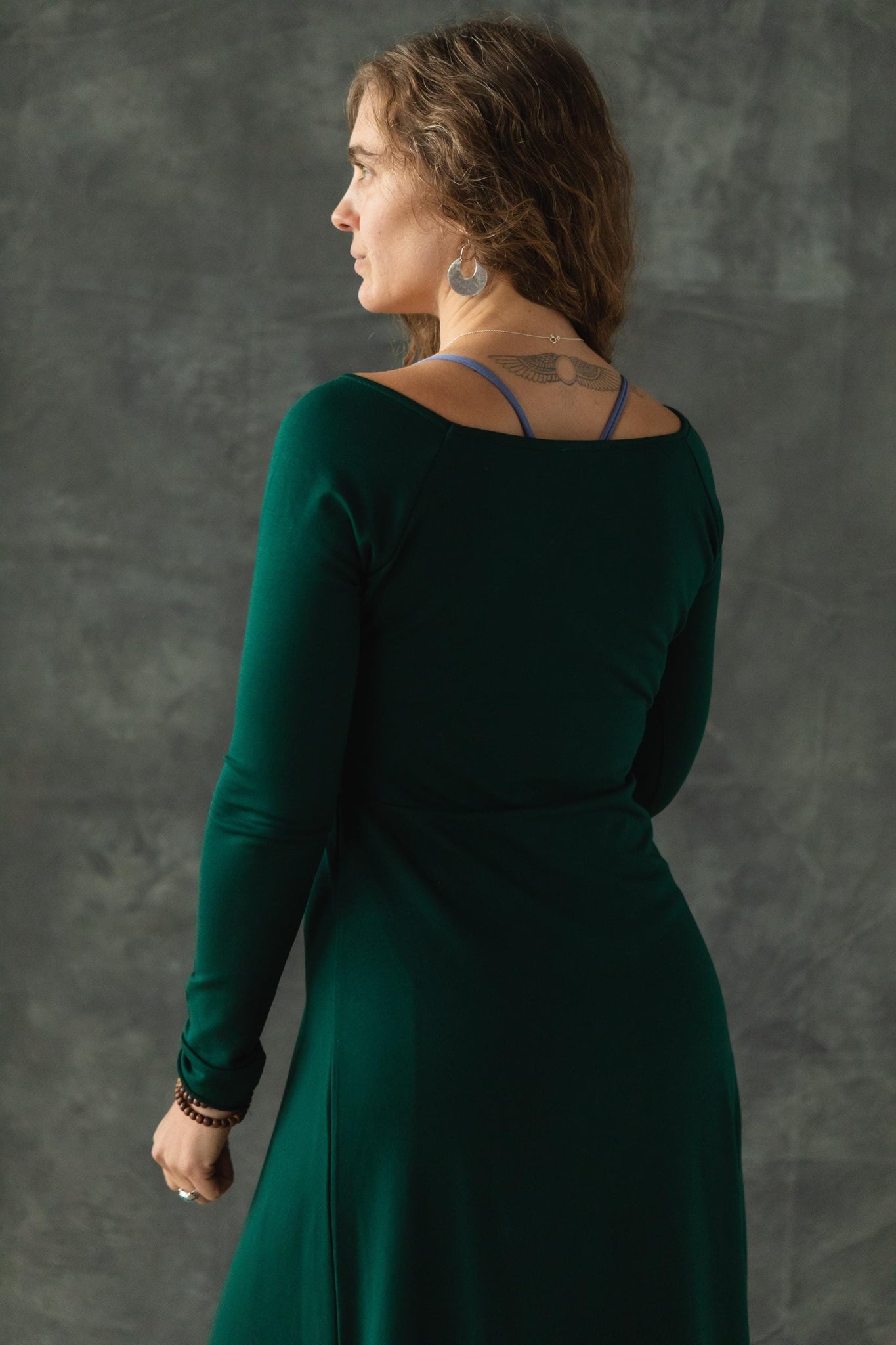 Isabella Dress - Full sleeve organic cotton maxi dress - scoop neck maxi dress