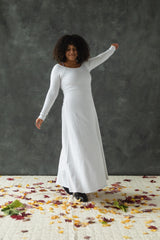 Isabella Dress - Full sleeve organic cotton maxi dress - scoop neck maxi dress