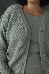 Basketweave Button Down Sweater - one hundred percent organic cotton thick cardigan - pockets
