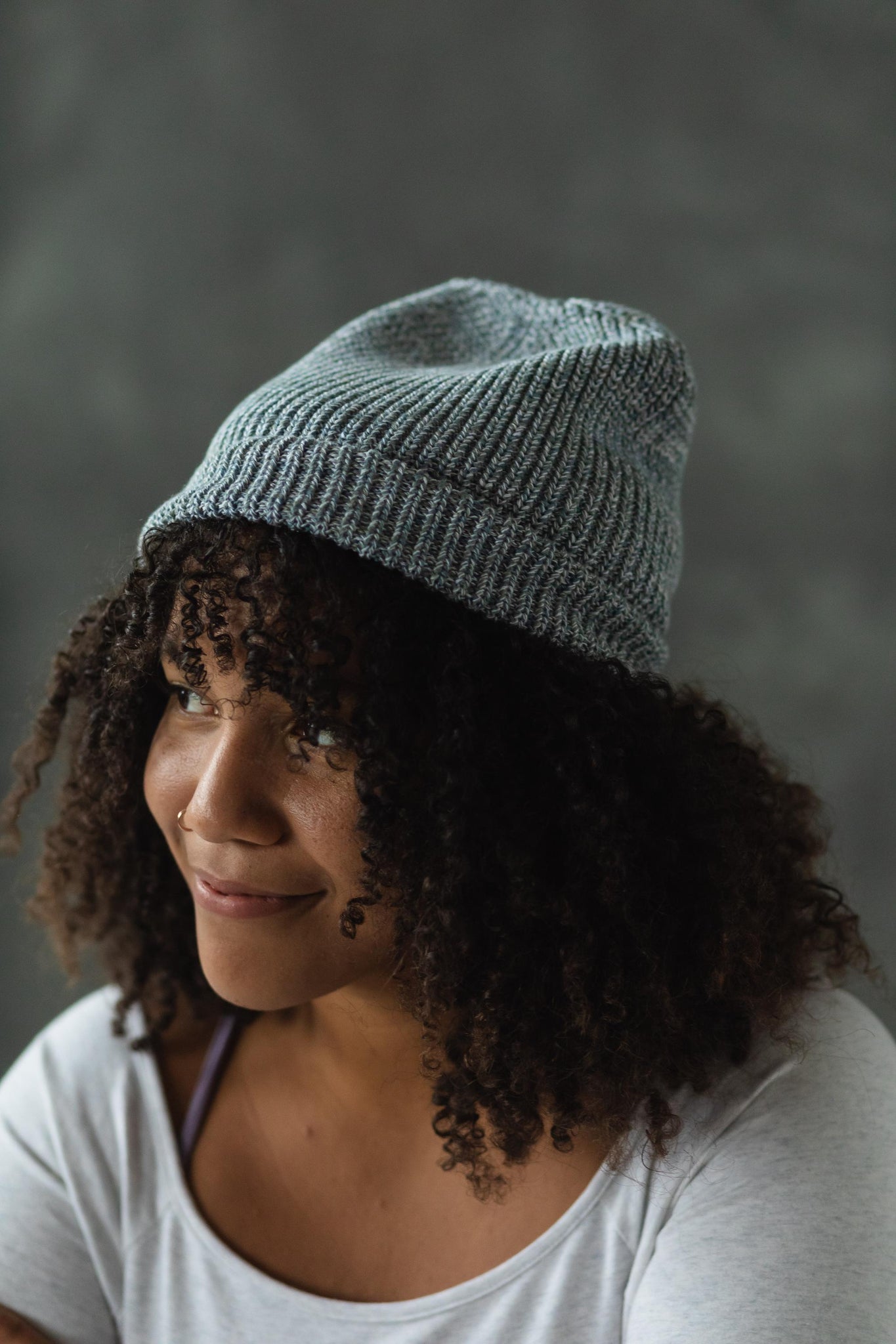 Heathered Beanie - 100% organic cotton knit beanie head - mixed color yarns knit together