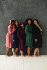 Organic Cotton Cozy Robe with pockets - Hooded Robe made from 100% Organic cotton fleece