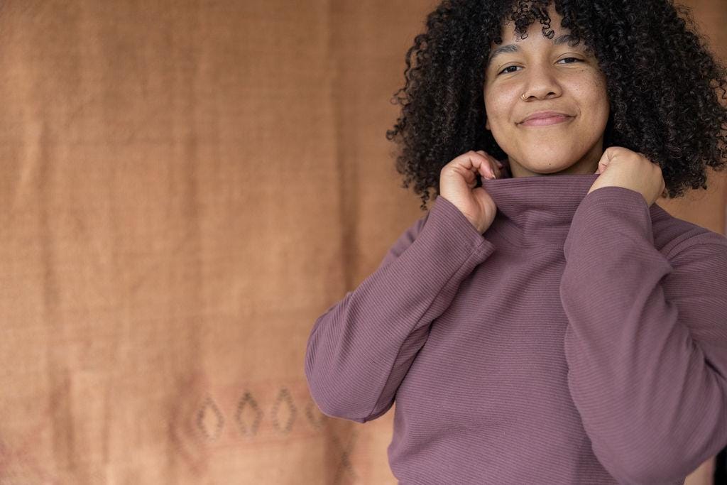 Acacia Crop Top - High Neck Crop Top Made from 100% Organic Cotton Knit Corduroy