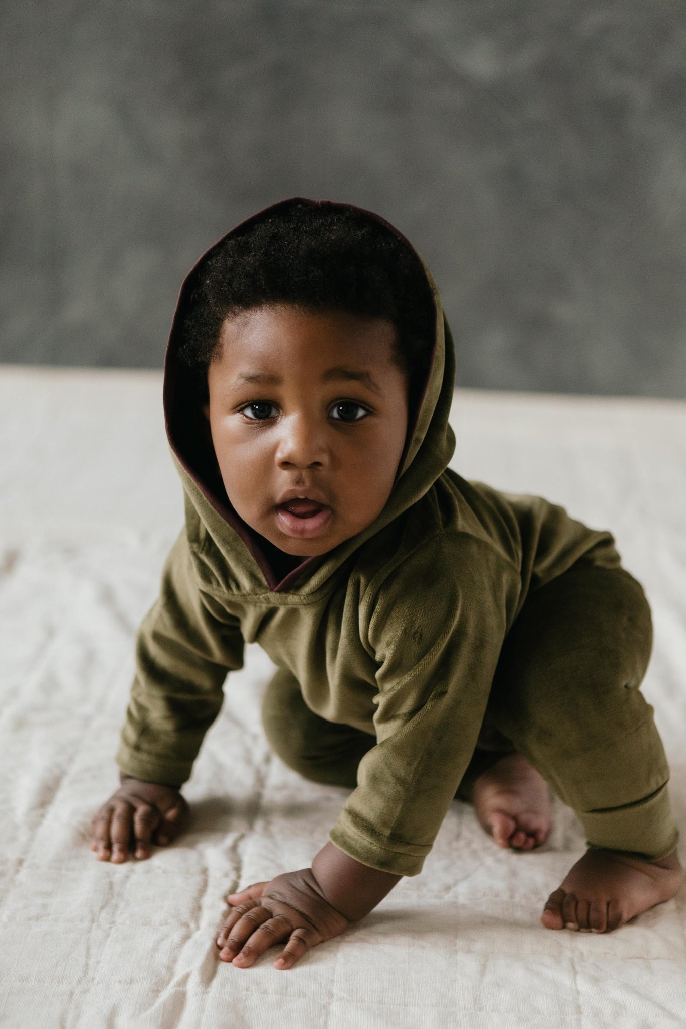 Velvet Baby Set - Organic cotton velvet hoodie and pants set - Cozy baby clothes