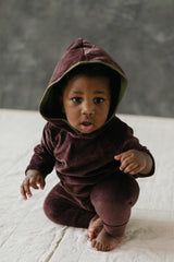 Velvet Baby Set - Organic cotton velvet hoodie and pants set - Cozy baby clothes