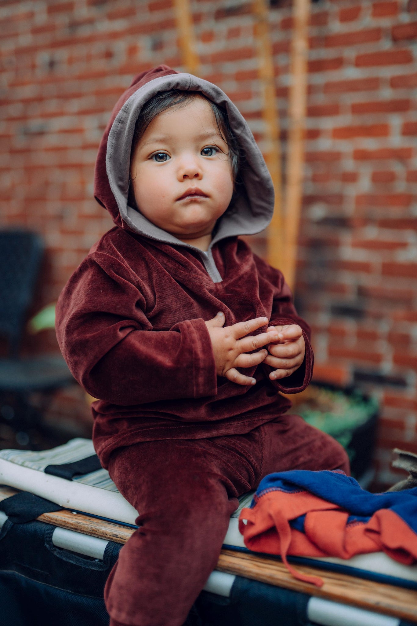 Velvet Baby Set - Organic cotton velvet hoodie and pants set - Cozy baby clothes