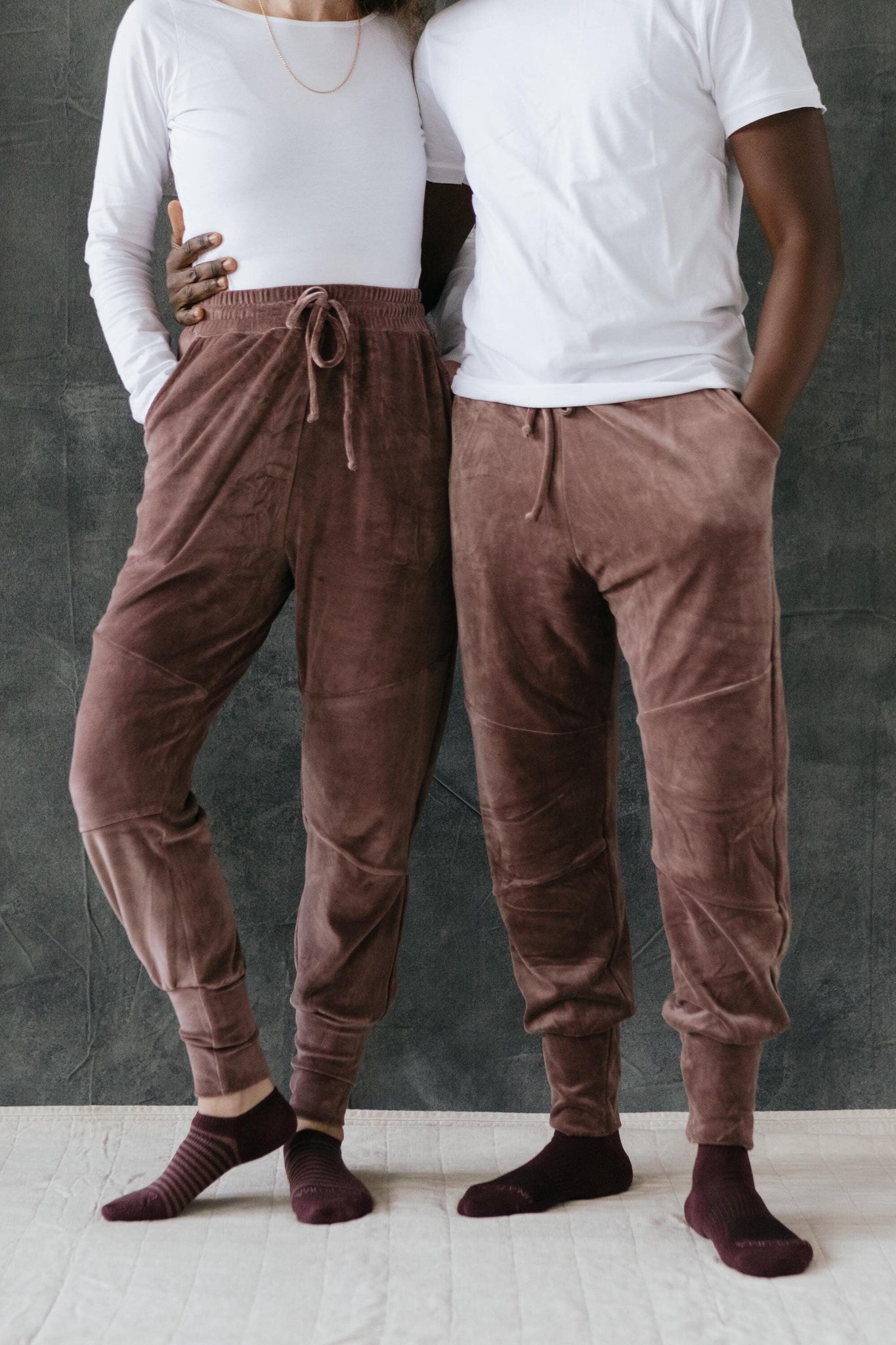 Velvet Komodo Joggers - Cozy organic velvet pants with soft waist and deep pockets