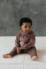 Velvet Baby Set - Organic cotton velvet hoodie and pants set - Cozy baby clothes