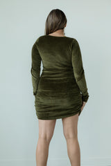 Velvet Fiesta Dress - Gorgeous cozy velvet ruched mini dress with thumb holes