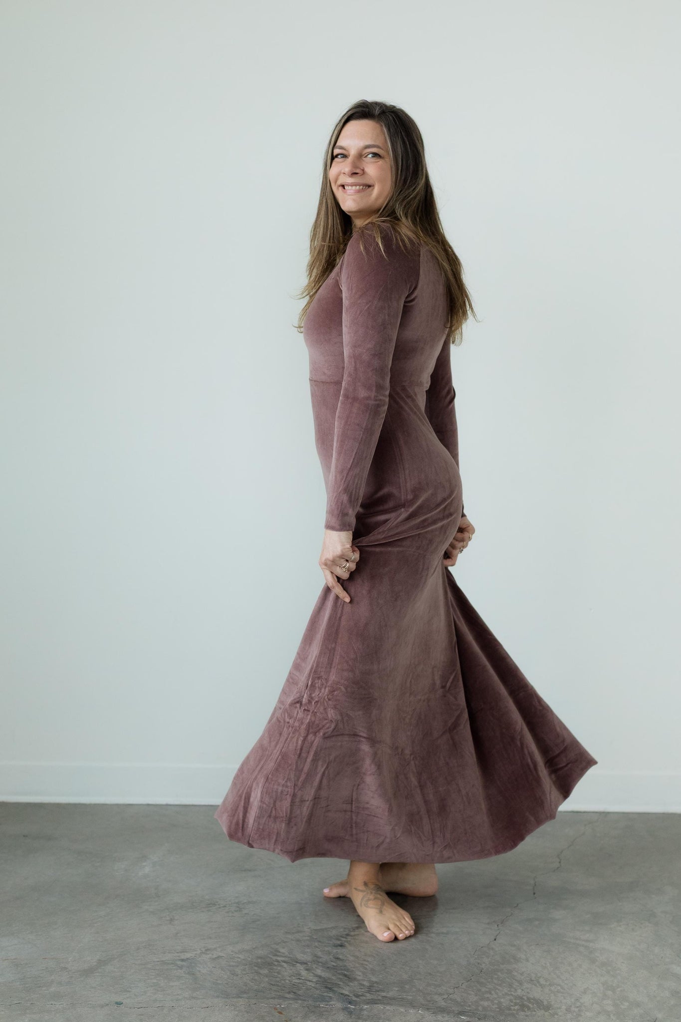 Velvet Isabella Dress - Organic Cotton Velvet Maxi Dress - Empire waist maxi dress