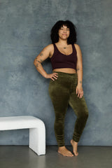 Velvet Ruched Leggings - Velvet Leggings - Warm Cozy Leggings