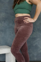 Velvet Ruched Leggings - Velvet Leggings - Warm Cozy Leggings