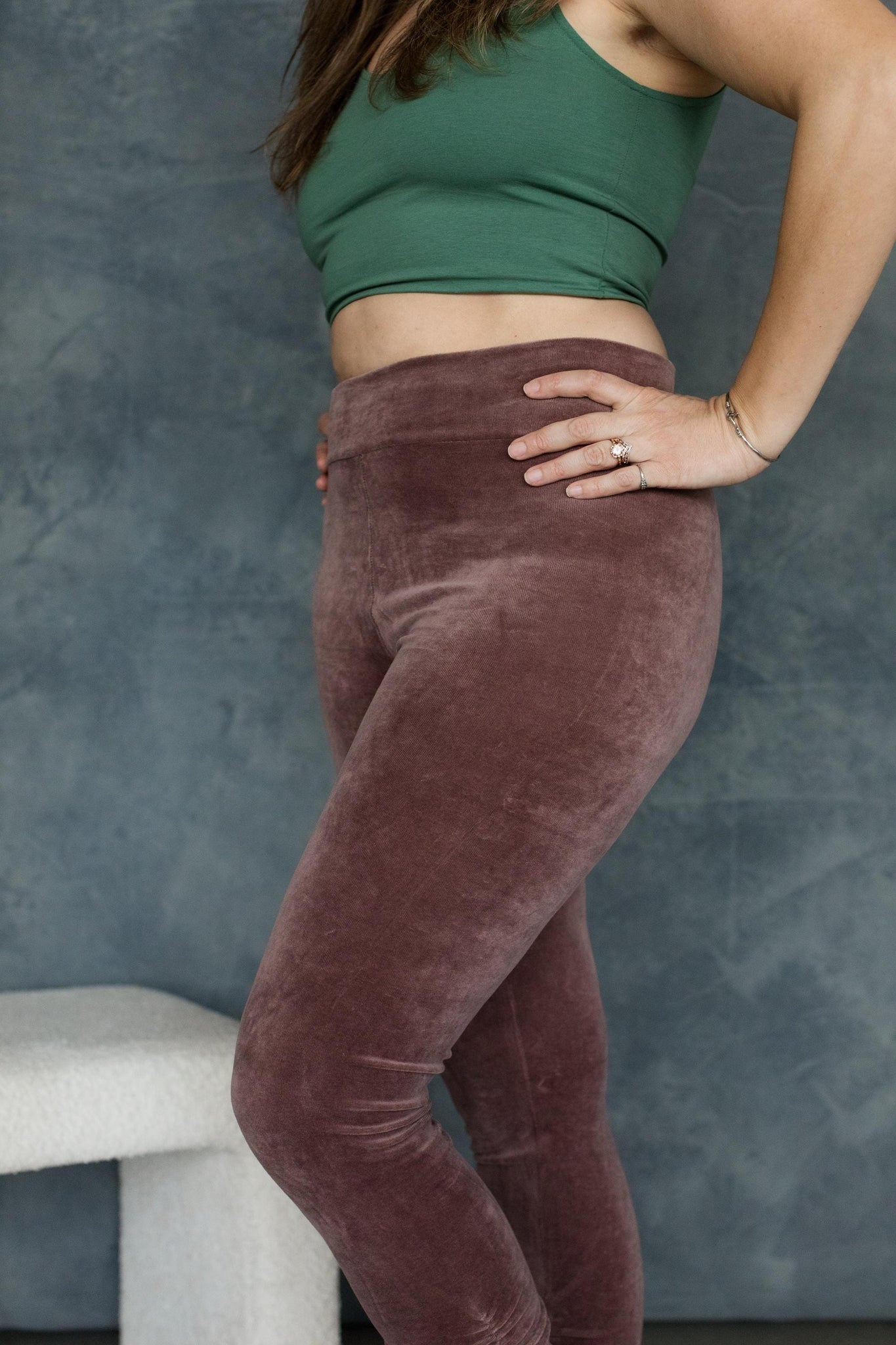 Velvet Ruched Leggings - Velvet Leggings - Warm Cozy Leggings