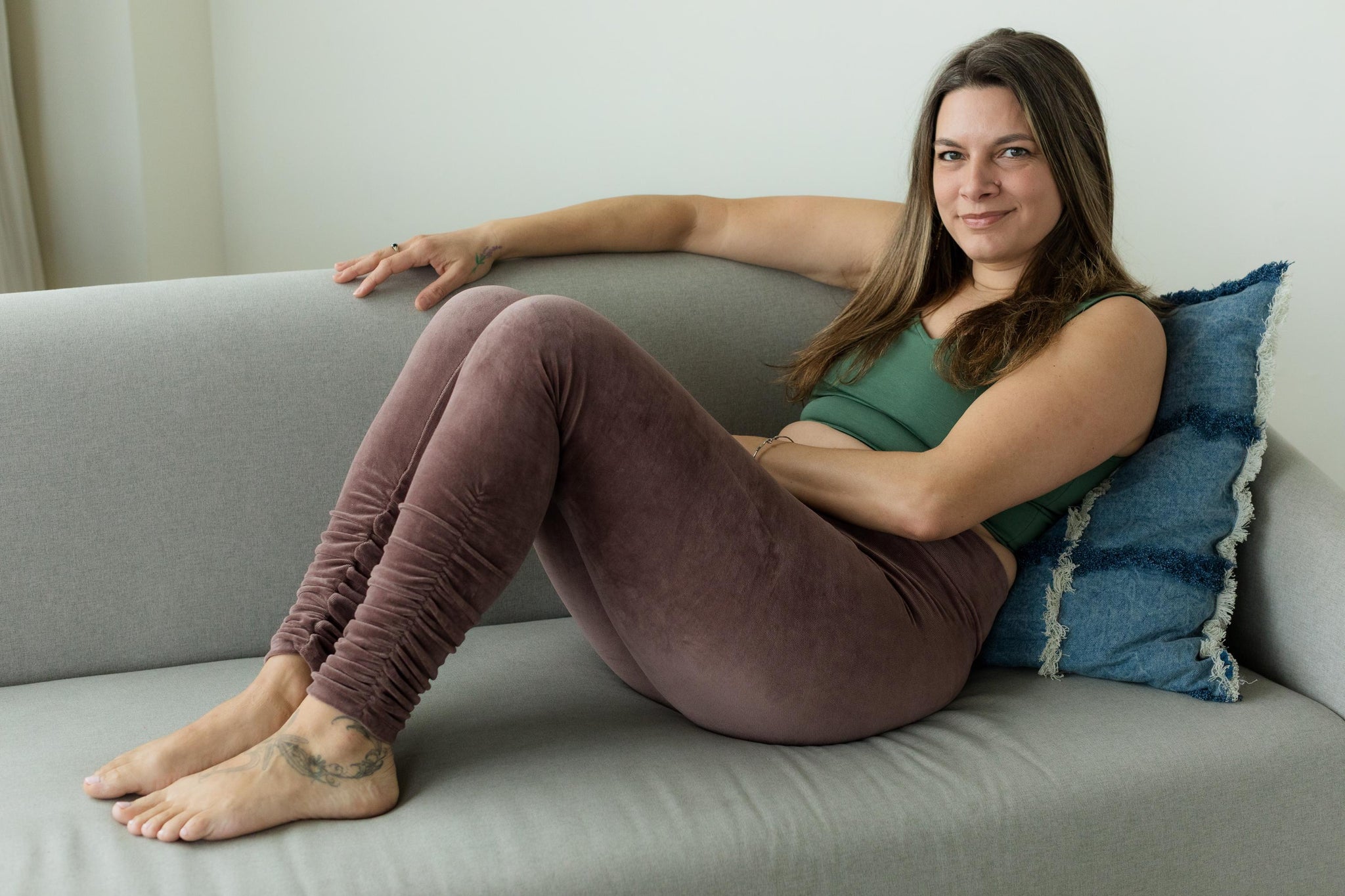 Velvet Ruched Leggings - Velvet Leggings - Warm Cozy Leggings