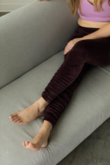 Velvet Ruched Leggings - Velvet Leggings - Warm Cozy Leggings