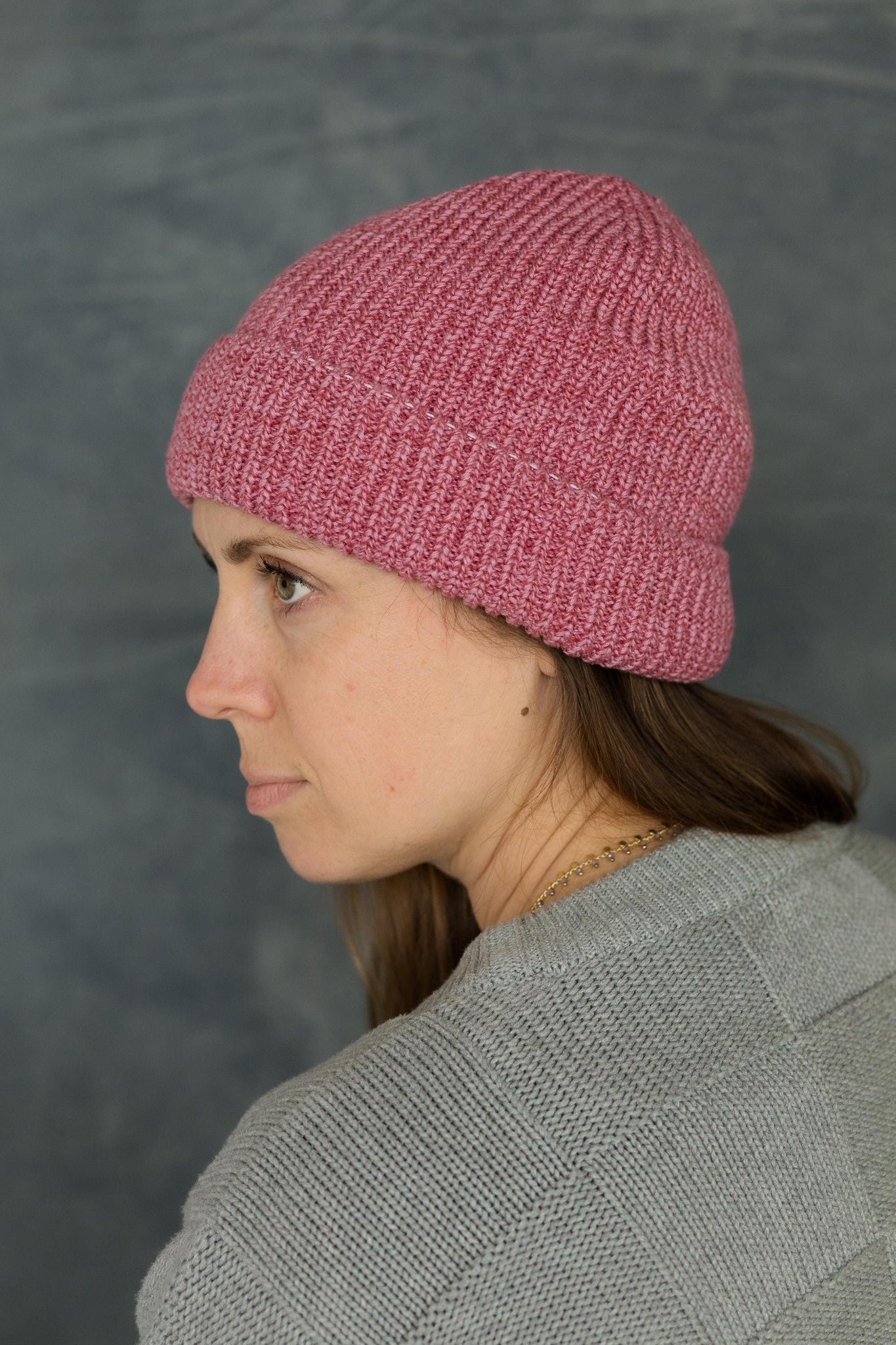 Heathered Beanie - 100% organic cotton knit beanie head - mixed color yarns knit together