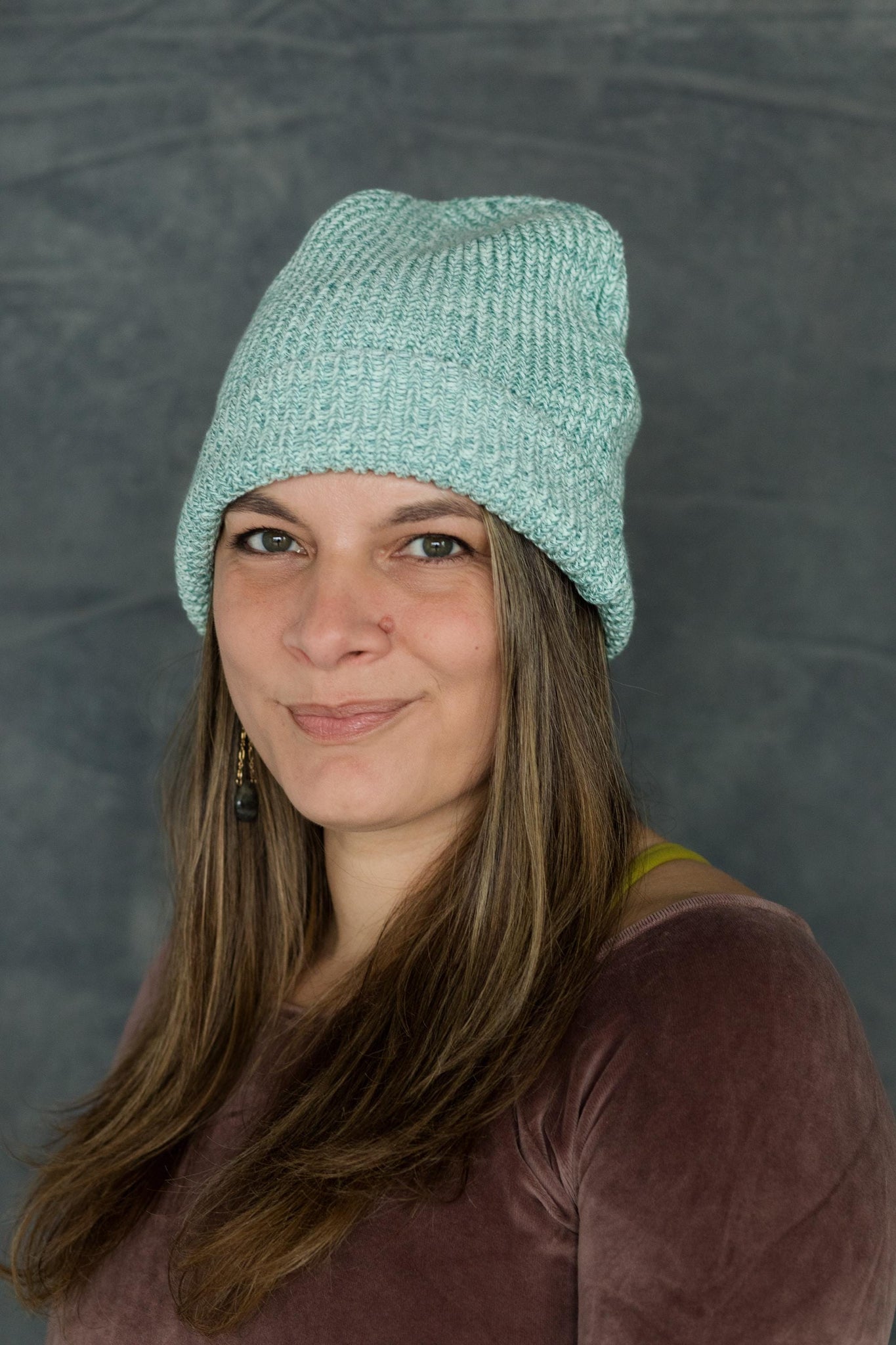 Heathered Beanie - 100% organic cotton knit beanie head - mixed color yarns knit together