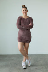 Velvet Fiesta Dress - Gorgeous cozy velvet ruched mini dress with thumb holes