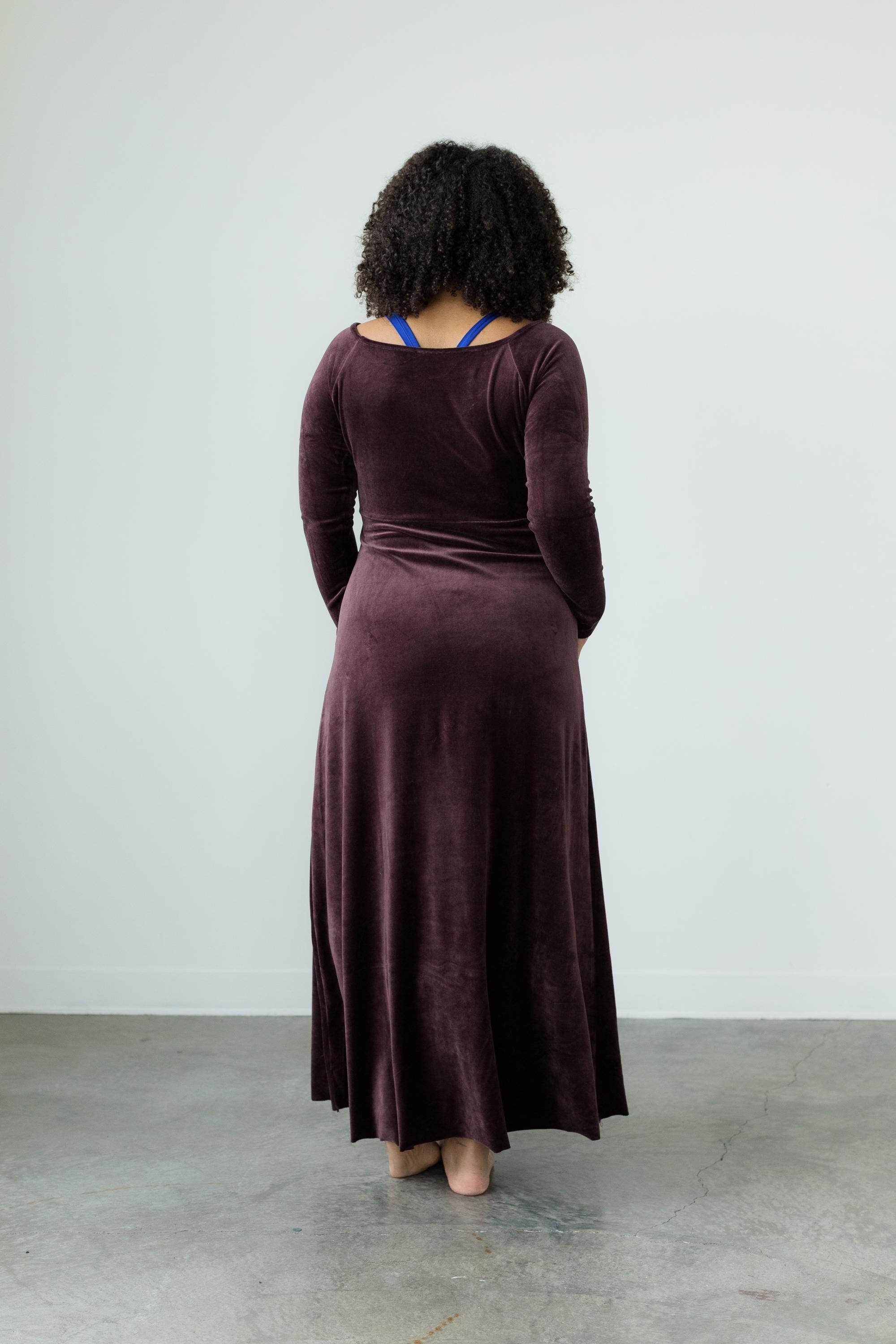 imperia long sleeve velvet dress Velvet Isabella Dress - Organic Cotton Velvet Maxi Dress