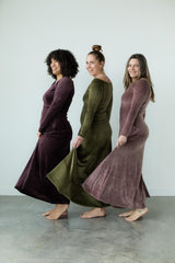 Velvet Isabella Dress - Organic Cotton Velvet Maxi Dress - Empire waist maxi dress