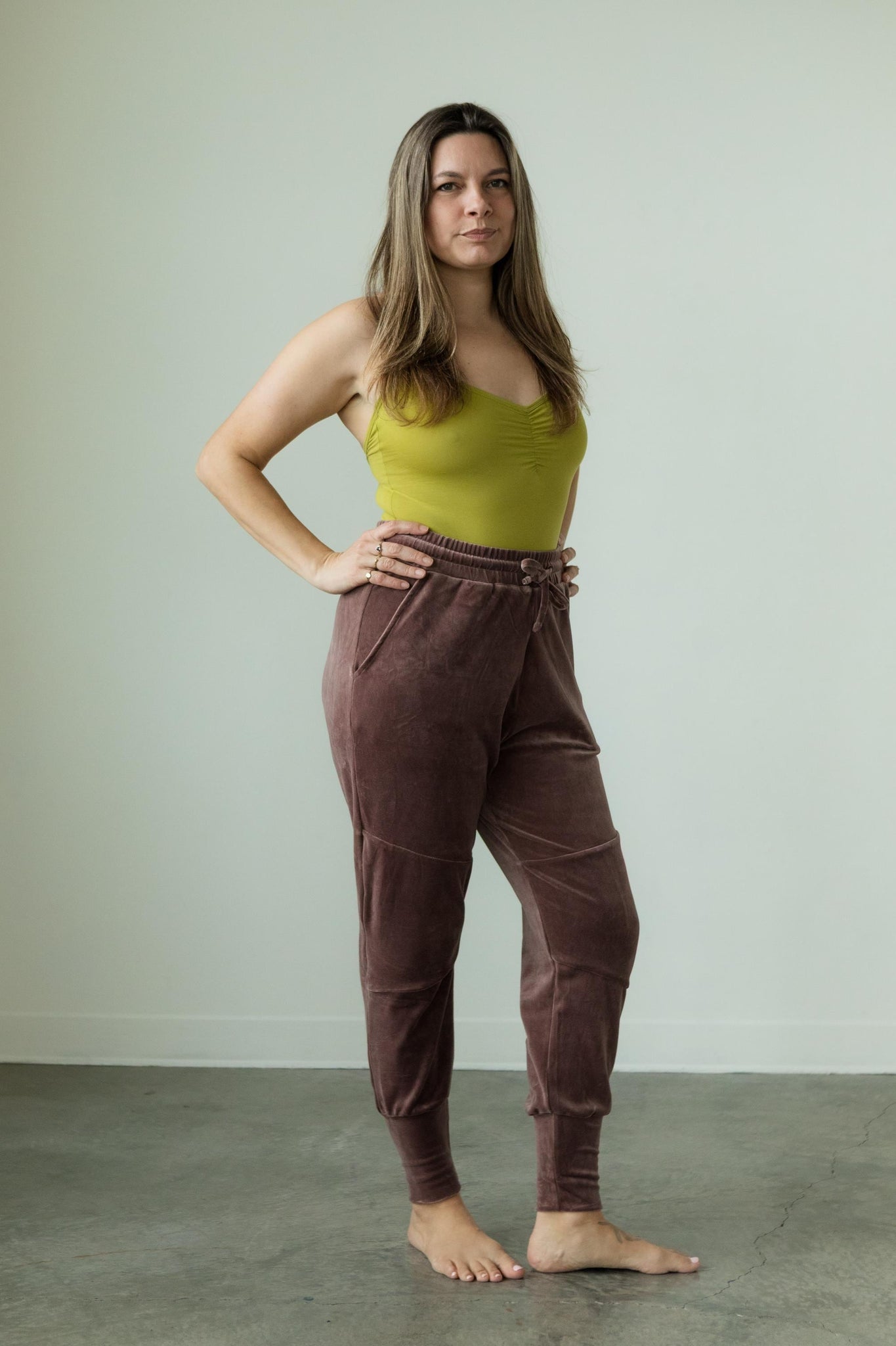 Velvet Komodo Joggers - Cozy organic velvet pants with soft waist and deep pockets