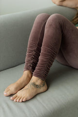 Velvet Ruched Leggings - Velvet Leggings - Warm Cozy Leggings