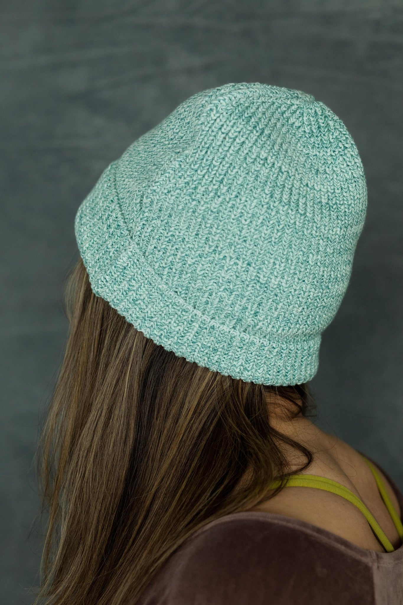 Heathered Beanie - 100% organic cotton knit beanie head - mixed color yarns knit together