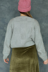 Checkerboard Sweater- 100% organic cotton sweater - natural fiber thick breathable sweater with checkerboard pattern
