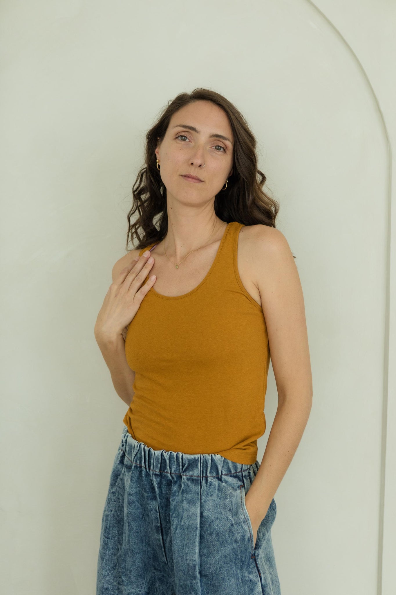 Sarala Shirt - Racerback tank top made from our linen organic cotton jersey material - earthy colors