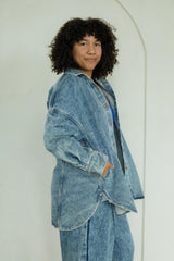 Shaket - Organic denim shirt - jacket with special wash and lots of pockets